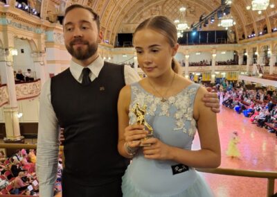 Lily at ballroom dance competition in Blackpool